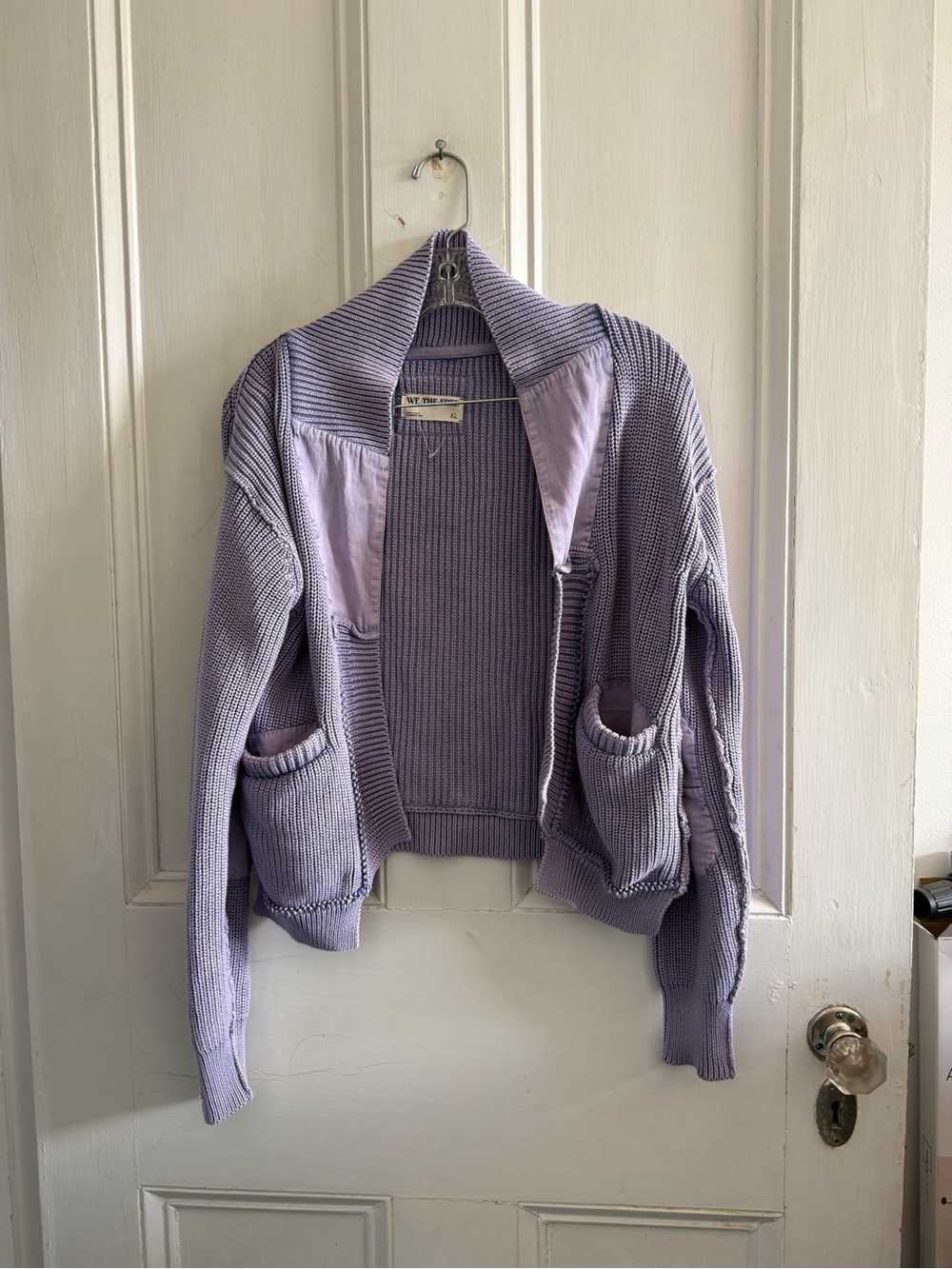 We The Free Lavender Open-Front Ribbed Cardigan